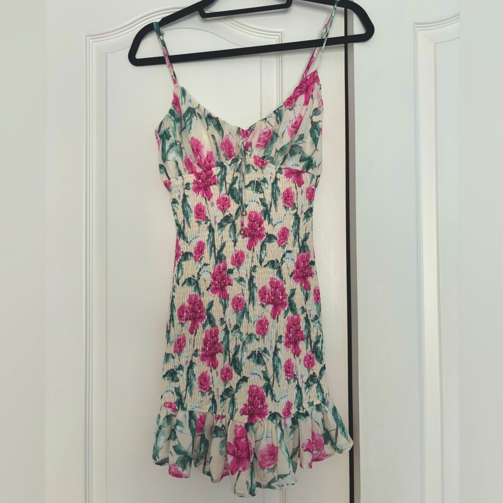 Pink Green Floral Hello Molly Mini Dress. Worn Once.